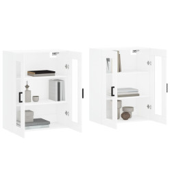 Armoires murales 2 pcs blanc bois d'ingénierie