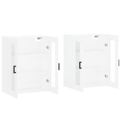 Armoires murales 2 pcs blanc bois d'ingénierie