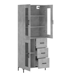 Buffet haut Gris béton 69,5x34x180 cm Bois d'ingénierie
