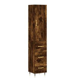 Buffet haut Chêne fumé 34,5x34x180 cm Bois d'ingénierie