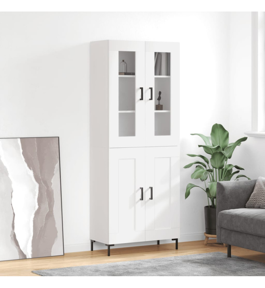 Buffet haut Blanc 69,5x34x180 cm Bois d'ingénierie Buffet haut Blanc 69,5x34x180 cm Bois d'ingénierie