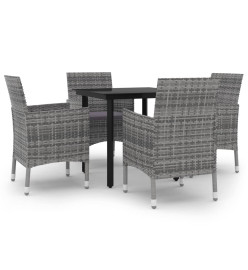 Mobilier à dîner de jardin coussins 5 pcs Résine tressée Verre