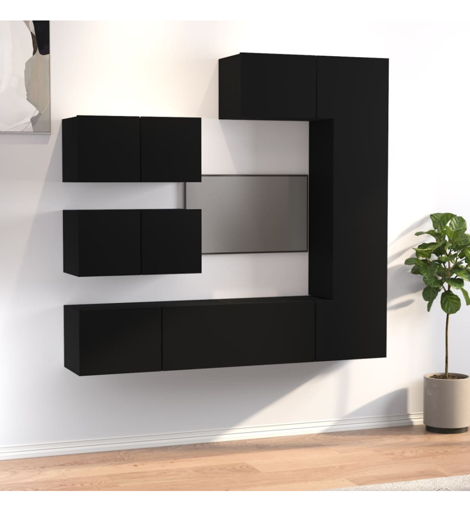 Ensemble de meubles TV 6 pcs Noir Bois d'ingénierie