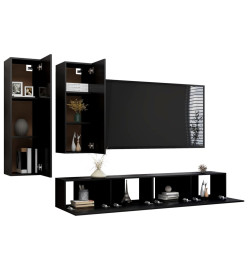 Ensemble de meuble TV 4 pcs Noir Aggloméré