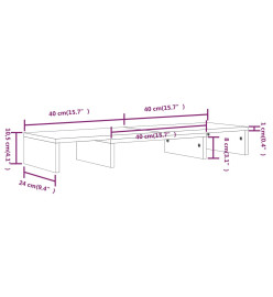 Support de moniteur Blanc 80x24x10,5 cm Bois de pin solide