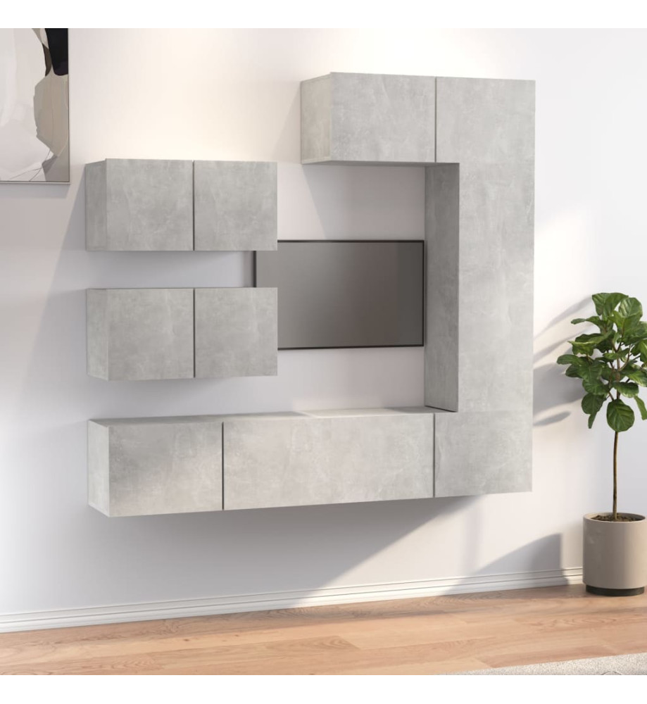 Ensemble de meubles TV 6 pcs Gris béton Bois d'ingénierie