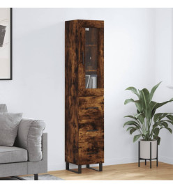 Buffet haut Chêne fumé 34,5x34x180 cm Bois d'ingénierie