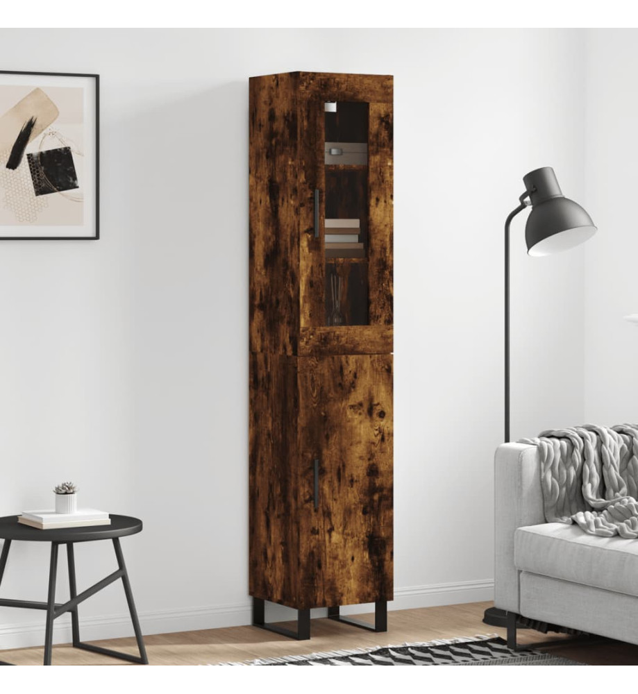 Buffet haut Chêne fumé 34,5x34x180 cm Bois d'ingénierie Buffet haut Chêne fumé 34,5x34x180 cm Bois d'ingénierie