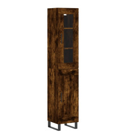Buffet haut Chêne fumé 34,5x34x180 cm Bois d'ingénierie