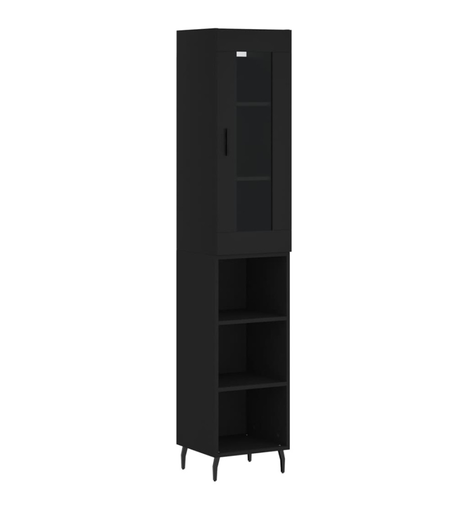 Buffet haut Noir 34,5x34x180 cm Bois d'ingénierie Buffet haut Noir 34,5x34x180 cm Bois d'ingénierie