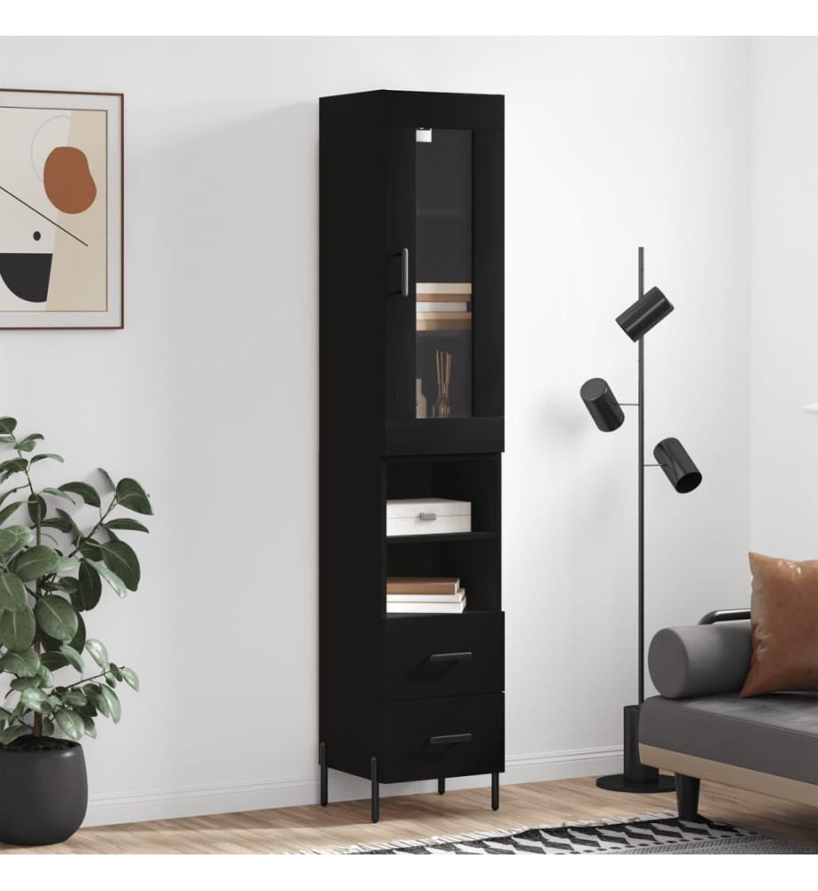 Buffet haut Noir 34,5x34x180 cm Bois d'ingénierie Buffet haut Noir 34,5x34x180 cm Bois d'ingénierie