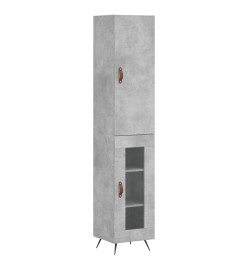 Buffet haut Gris béton 34,5x34x180 cm Bois d'ingénierie