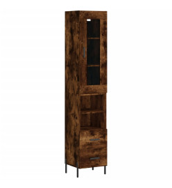 Buffet haut Chêne fumé 34,5x34x180 cm Bois d'ingénierie