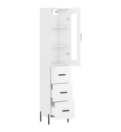 Buffet haut Blanc brillant 34,5x34x180 cm Bois d'ingénierie