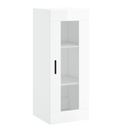 Buffet haut Blanc brillant 34,5x34x180 cm Bois d'ingénierie