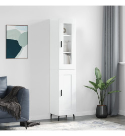 Buffet haut Blanc brillant 34,5x34x180 cm Bois d'ingénierie