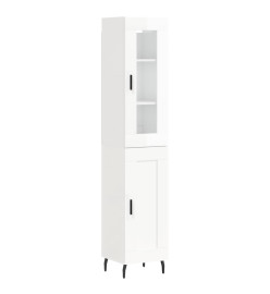 Buffet haut Blanc brillant 34,5x34x180 cm Bois d'ingénierie