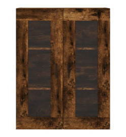 Buffet haut Chêne fumé 69,5x34x180 cm Bois d'ingénierie
