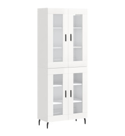 Buffet haut Blanc brillant 69,5x34x180 cm Bois d'ingénierie