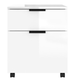 Classeur mobile avec roues Blanc brillant 45x38x54 cm