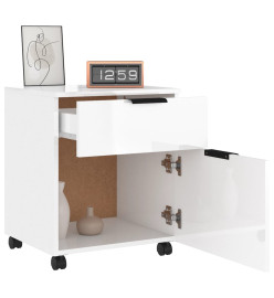Classeur mobile avec roues Blanc brillant 45x38x54 cm