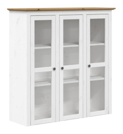 Buffet BODO blanc et marron 115,5x43x200,5cm bois massif de pin