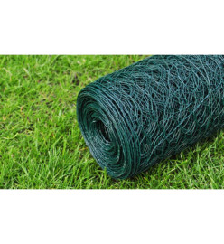 Grillage Acier galvanisé et revêtement en PVC 25x0,5 m Vert