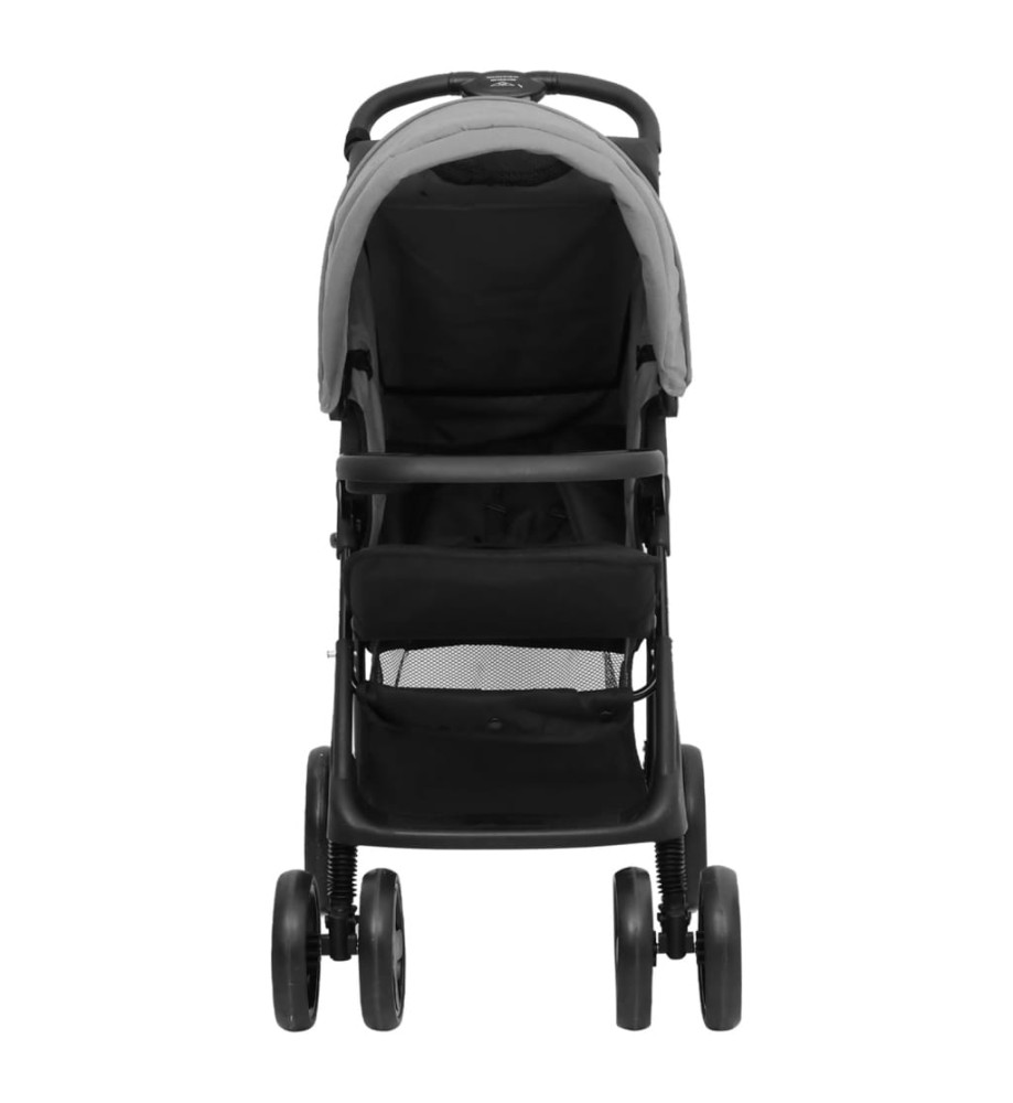 Poussette pour bébé 2-en-1 Gris clair et noir Acier