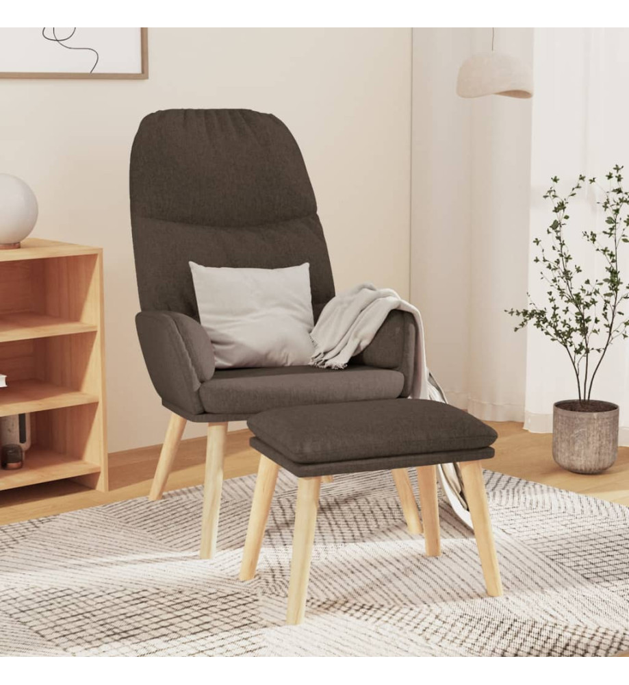 Chaise de relaxation avec tabouret Taupe Tissu