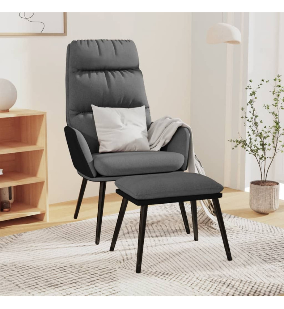 Chaise de relaxation avec tabouret Gris clair Tissu similicuir