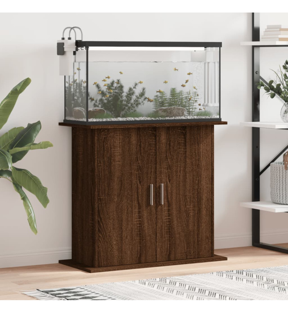 Support pour aquarium chêne marron 81x36x73cm bois d'ingénierie