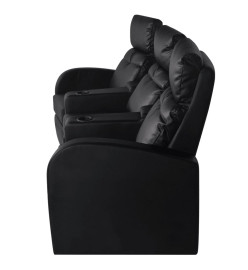 Fauteuil inclinable à 3 places Cuir synthétique Noir