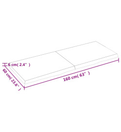 Étagère murale gris foncé 160x60x6 cm bois chêne massif traité