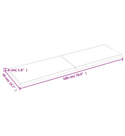 Étagère murale gris foncé 180x50x4 cm bois chêne massif traité