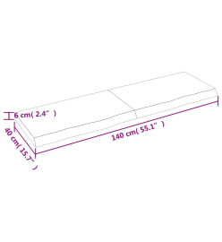 Étagère murale gris foncé 140x40x6 cm bois chêne massif traité