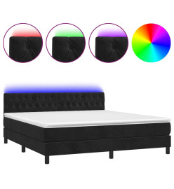 Sommier tapissier avec matelas et LED Noir 160x200 cm Velours