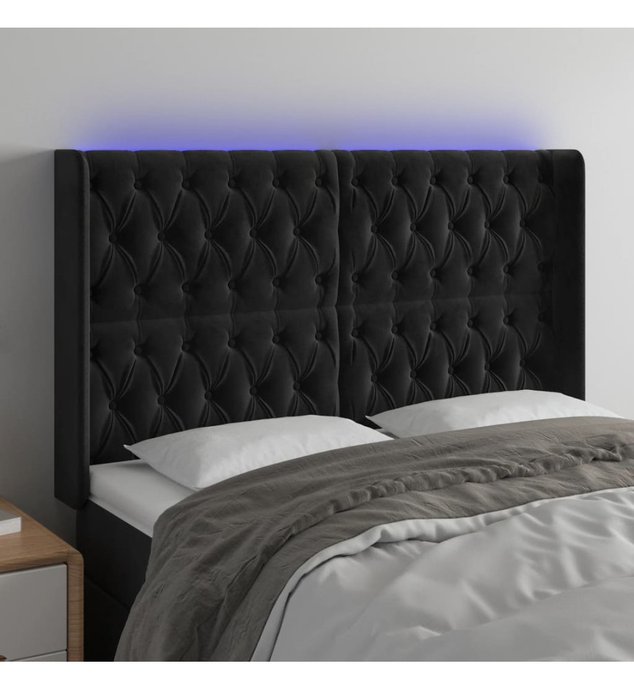 Tête de lit à LED Noir 163x16x118/128 cm Velours Tête de lit à LED Noir 163x16x118/128 cm Velours