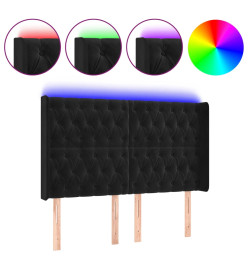 Tête de lit à LED Noir 163x16x118/128 cm Velours