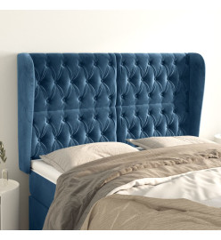 Tête de lit avec oreilles Bleu foncé 147x23x118/128 cm Velours