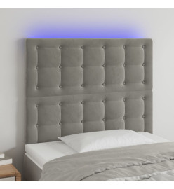 Tête de lit à LED Gris clair 90x5x118/128 cm Velours