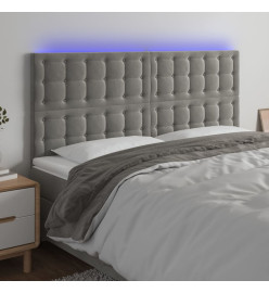 Tête de lit à LED Gris clair 180x5x118/128 cm Velours