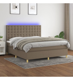 Sommier tapissier avec matelas et LED Taupe 180x200 cm Tissu
