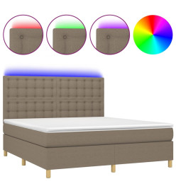 Sommier tapissier avec matelas et LED Taupe 180x200 cm Tissu