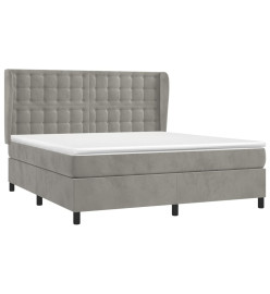 Lit à sommier tapissier et matelas Gris clair 180x200cm Velours