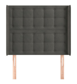 Tête de lit avec oreilles Gris foncé 93x16x118/128 cm Velours