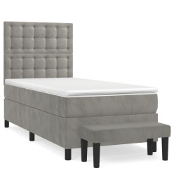 Lit à sommier tapissier et matelas Gris clair 90x200 cm Velours
