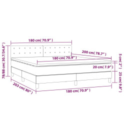 Sommier tapissier matelas et LED Gris clair 180x200 cm Velours