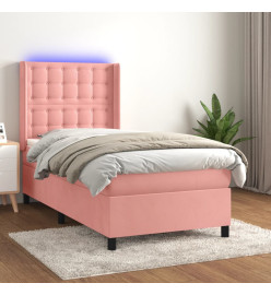 Sommier tapissier avec matelas et LED Rose 90x190 cm Velours