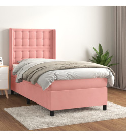 Lit à sommier tapissier avec matelas Rose 90x190 cm Velours