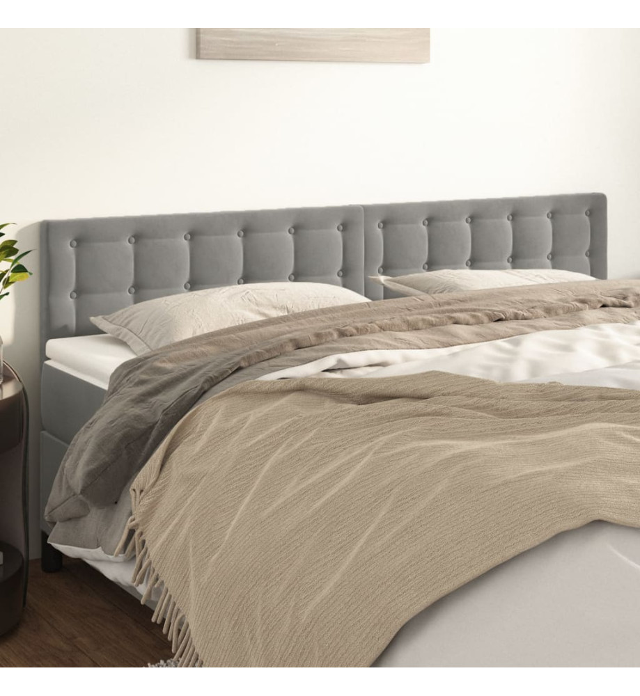 Têtes de lit 2 pcs Gris clair 90x5x78/88 cm Velours Têtes de lit 2 pcs Gris clair 90x5x78/88 cm Velours